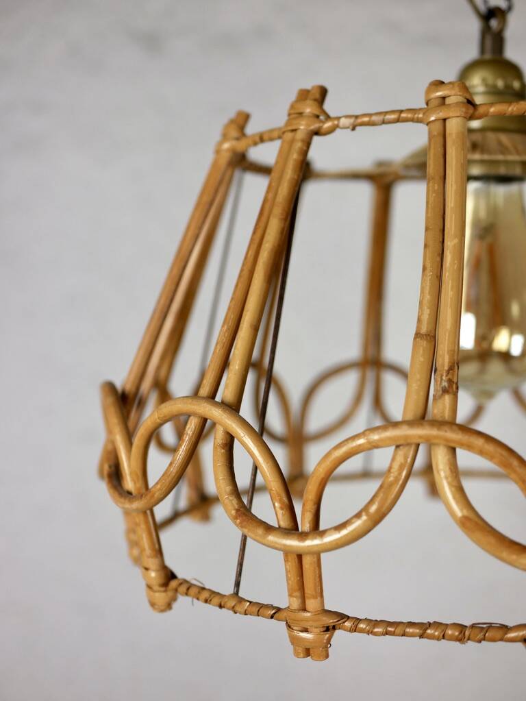 Louis Sognot rattan floor lamp from the 60s