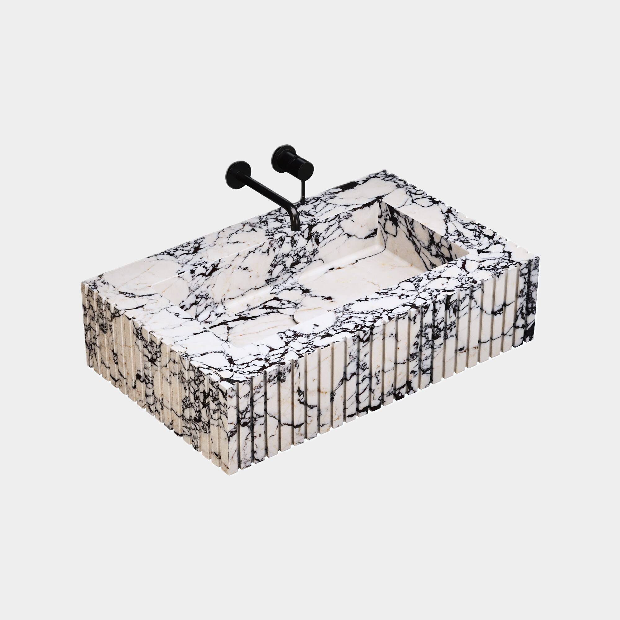 Luca - Grooved Marble Sink - Calacatta Viola - Medium