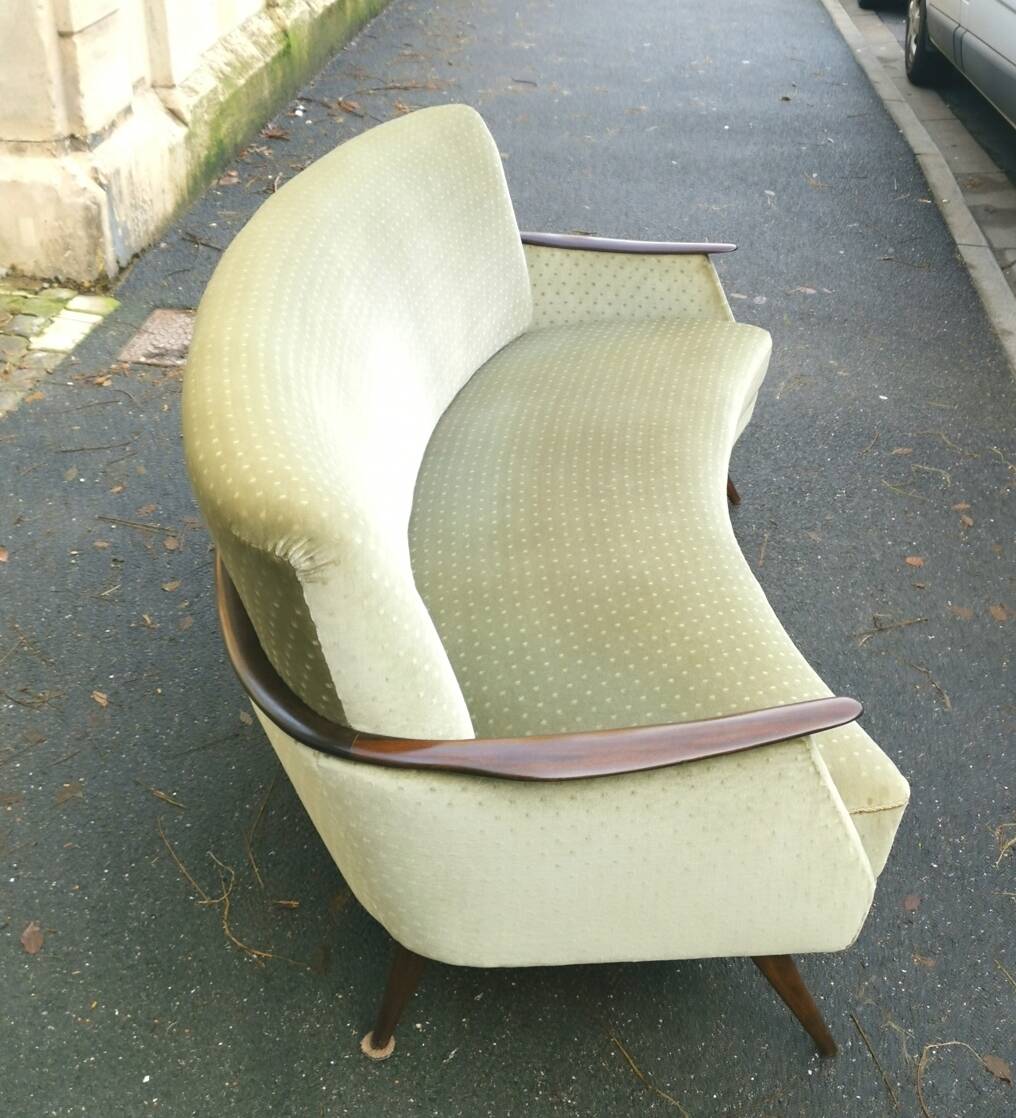 Water green velvet cabinetmaker's arc sofa