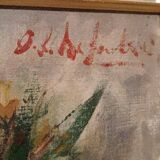 Still life painting with a vase of flowers by Osman DE Scolari (Palermo, 1908 - Florence, 1998)