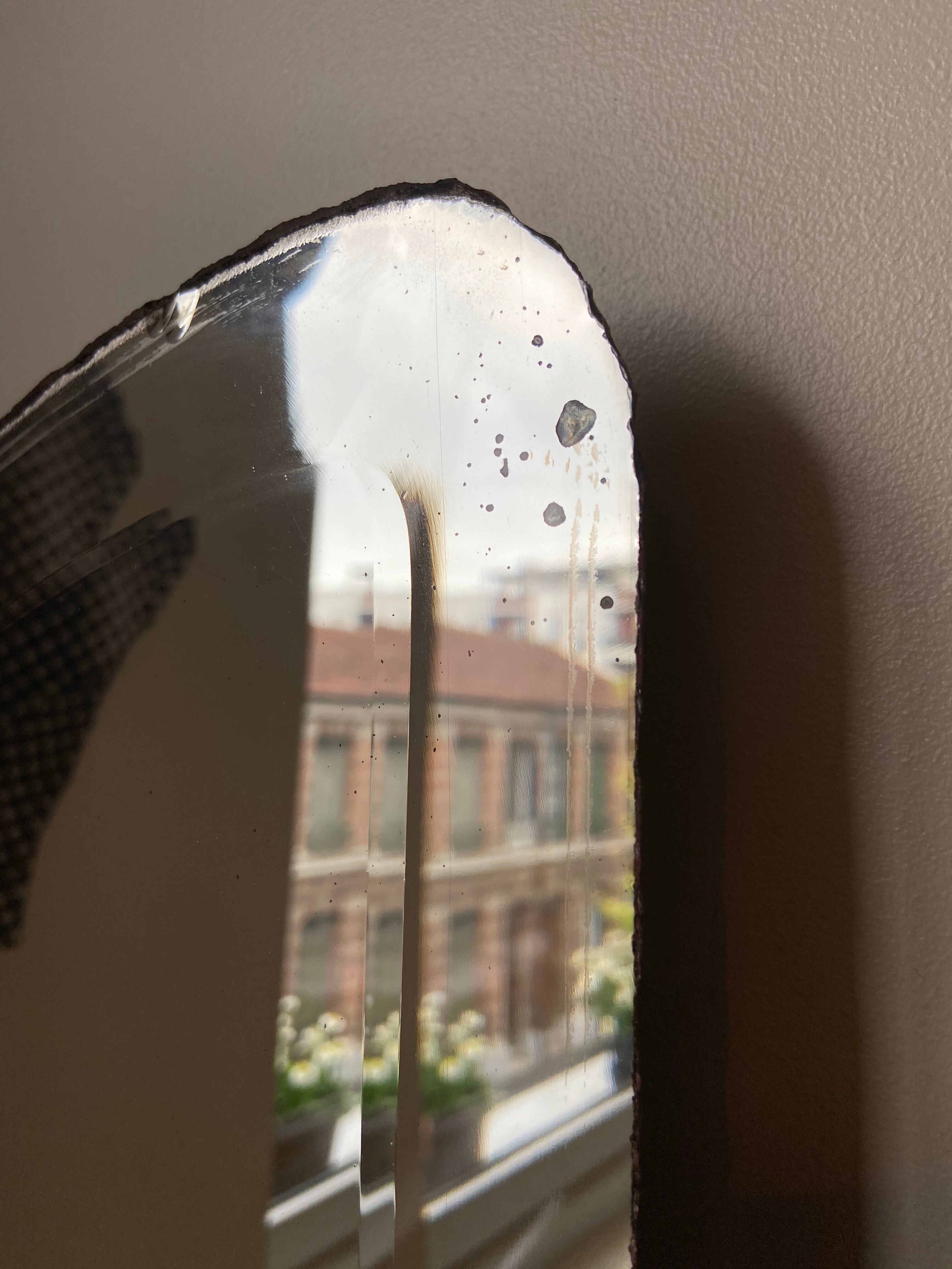 Pair of bevelled mirrors 44.5x168 cm