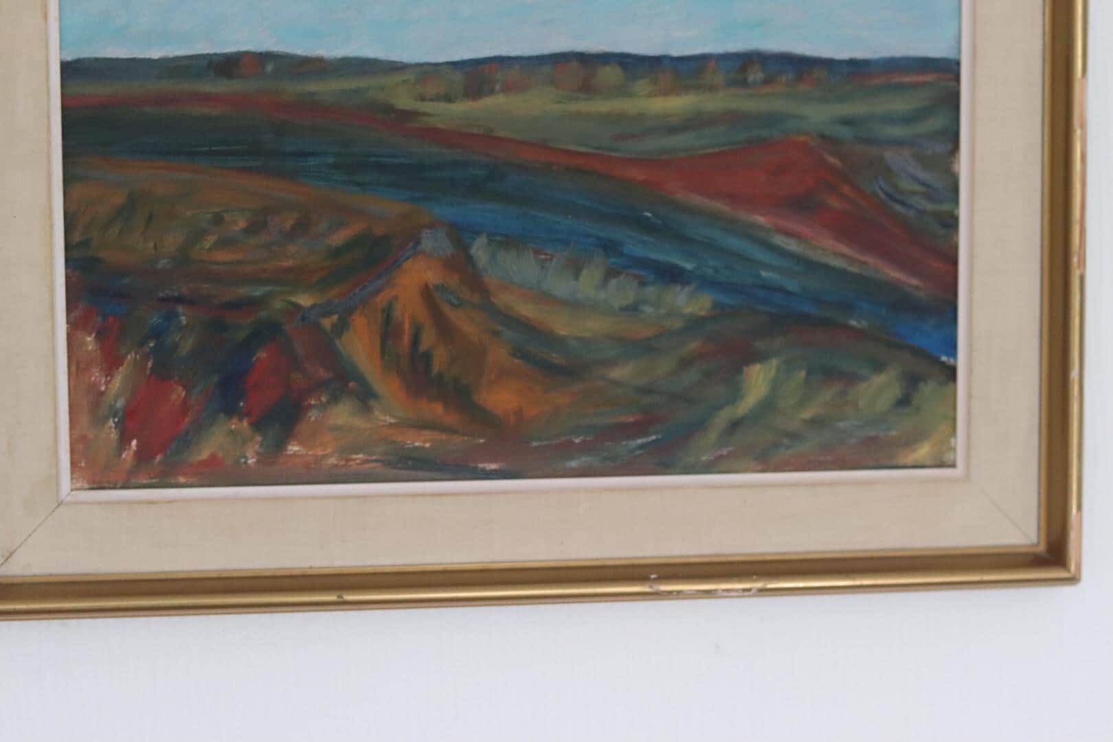 Original mid-century Swedish oil on panel – “Bold Landscape”