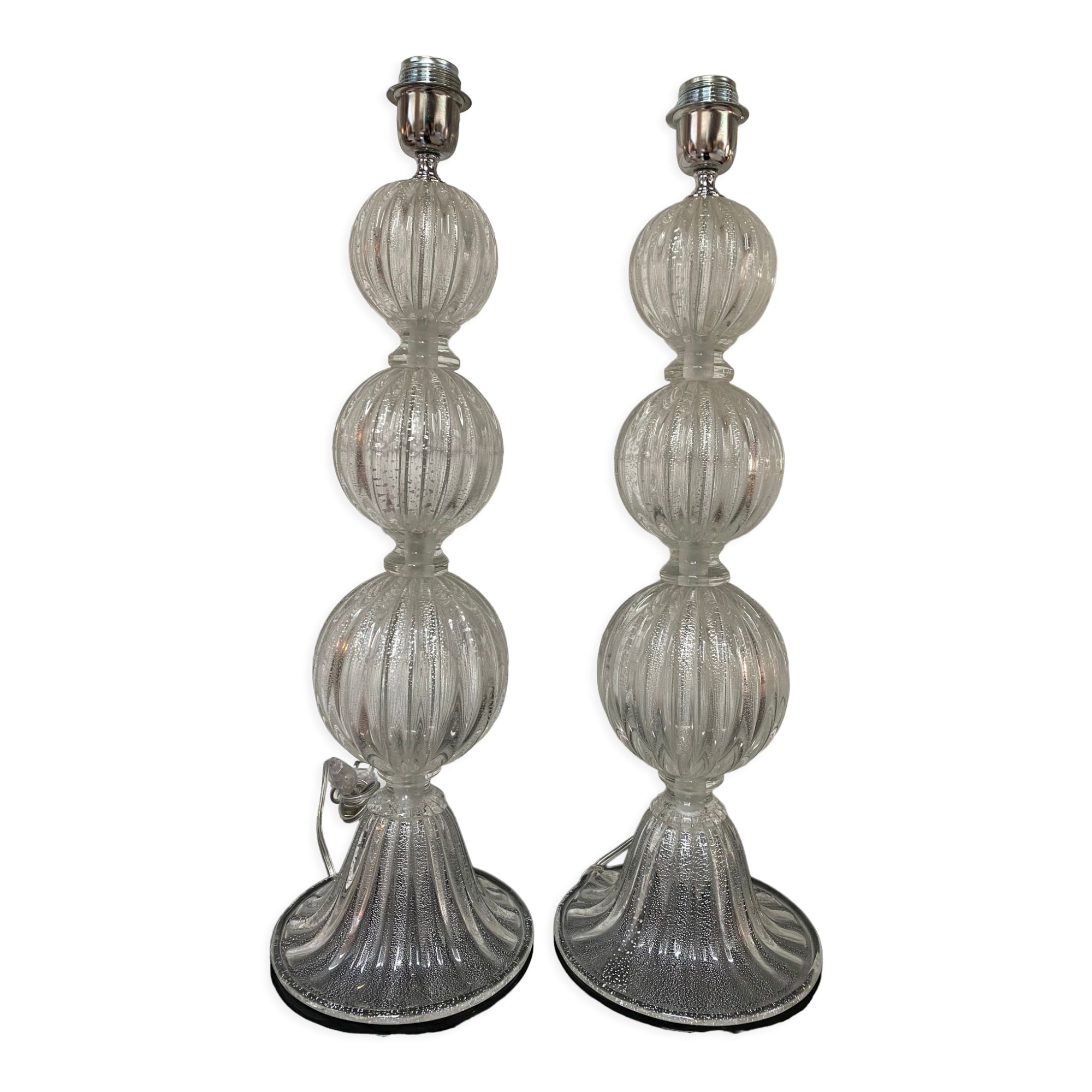 Pair of lamp legs in transparent Murano glass, Alberto Dona, 70s