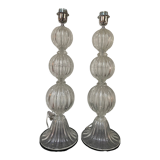 Pair of lamp legs in transparent Murano glass, Alberto Dona, 70s