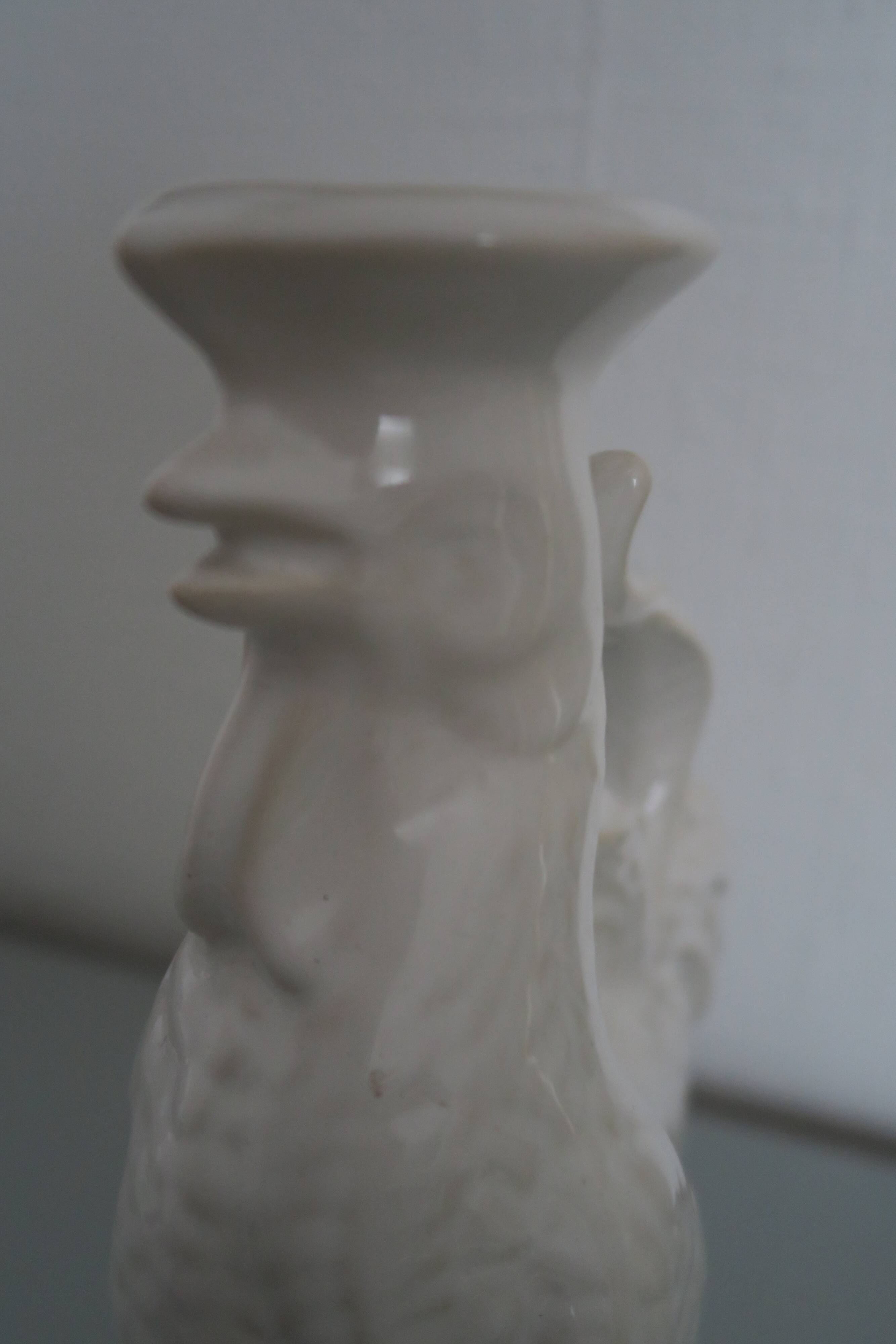 Rooster St Clément Pompadour candle holder White earthenware 27 cm