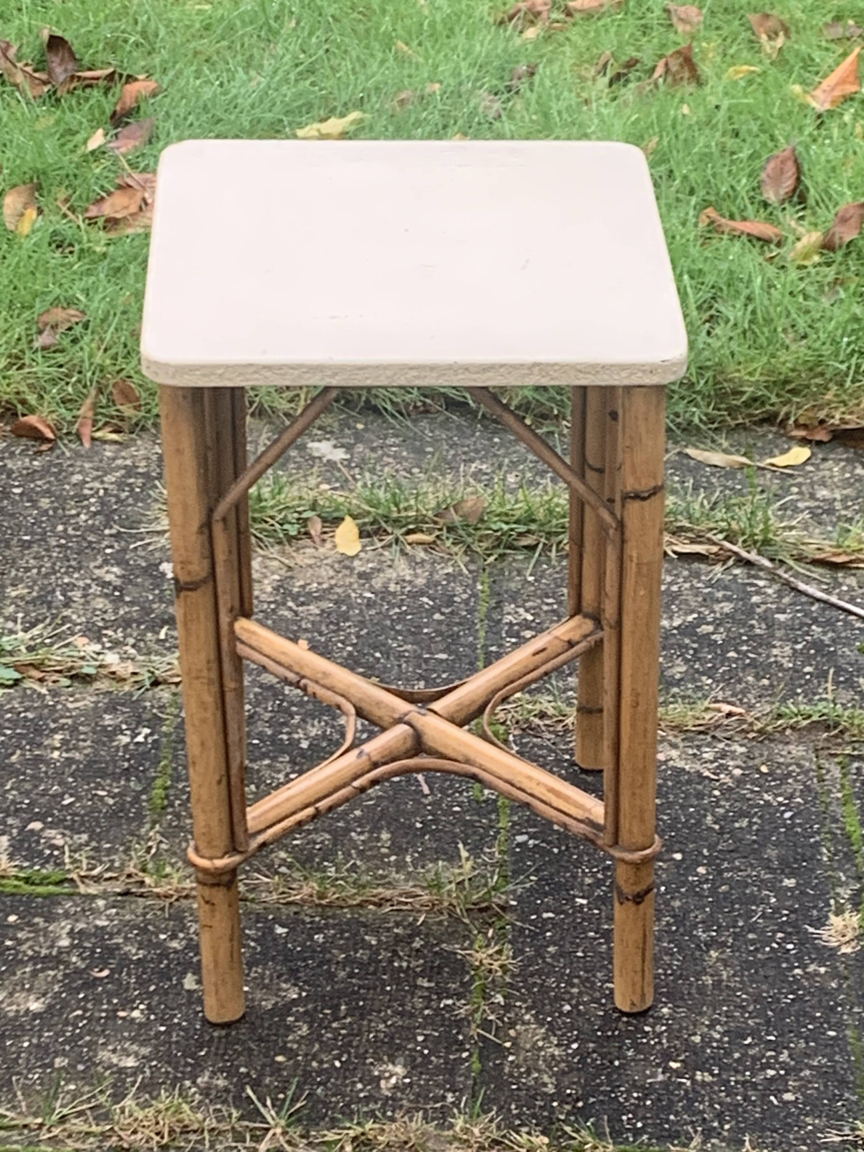 Vintage rattan and wicker side table, bedside table, side table