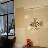 XL golden wall lamp, Hollywood regency style, 1970s