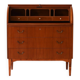 1950s roll-top mahogany secretaire desk