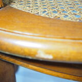 6 old wooden and canning chairs