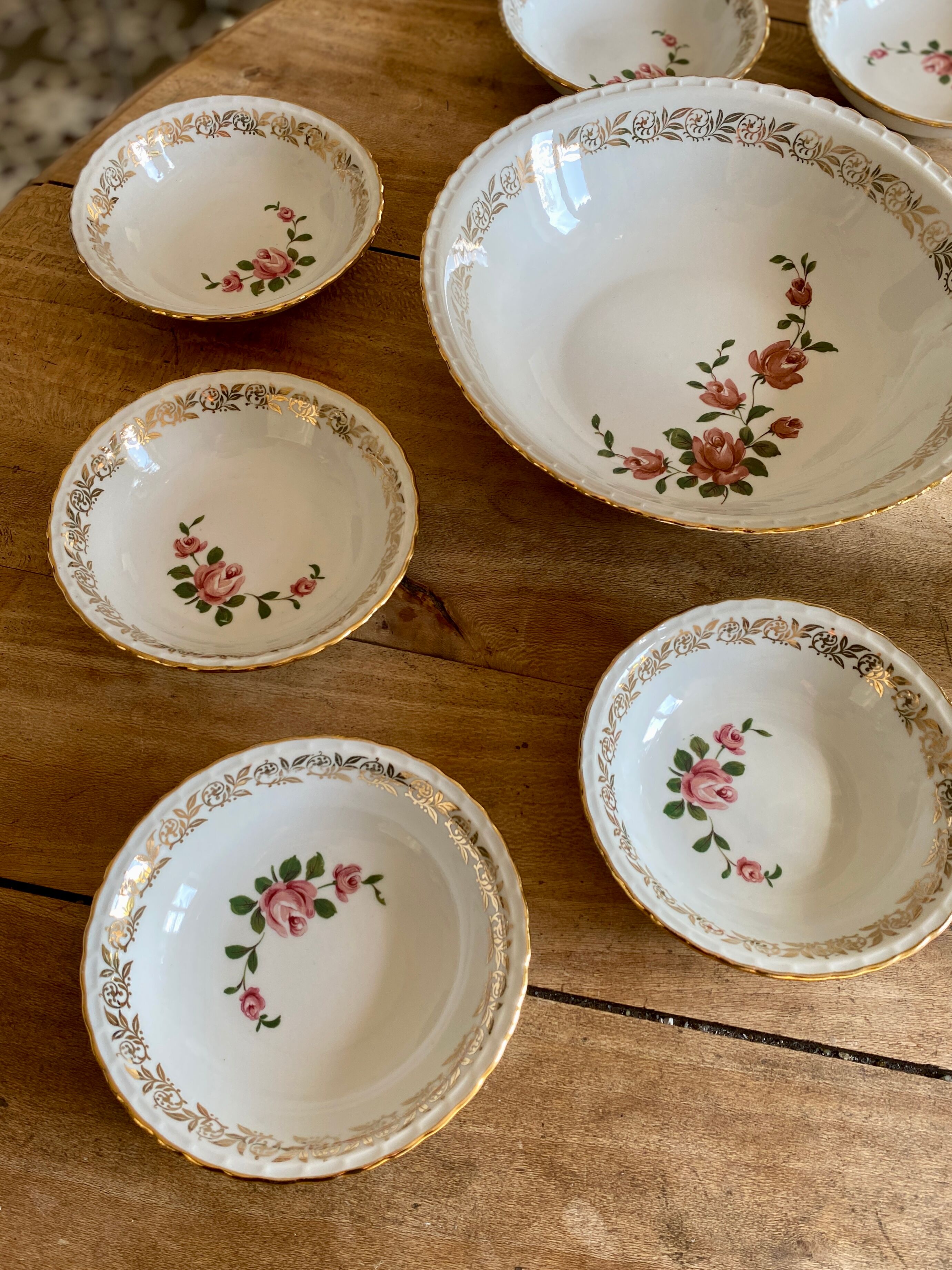 Dessert service or fruit salad in French porcelain