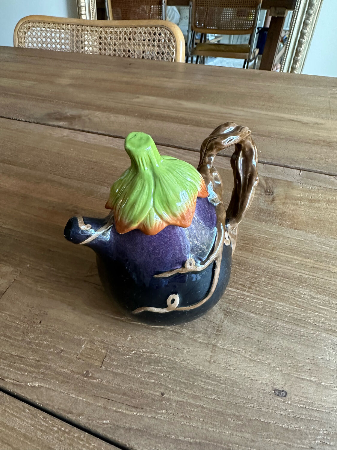 Augergine slip teapot