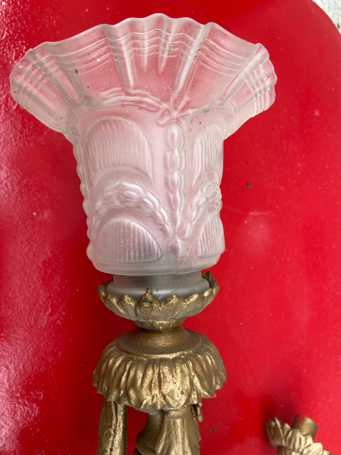 Antique bronze ceiling light in Louis XV style, height 50 cm.