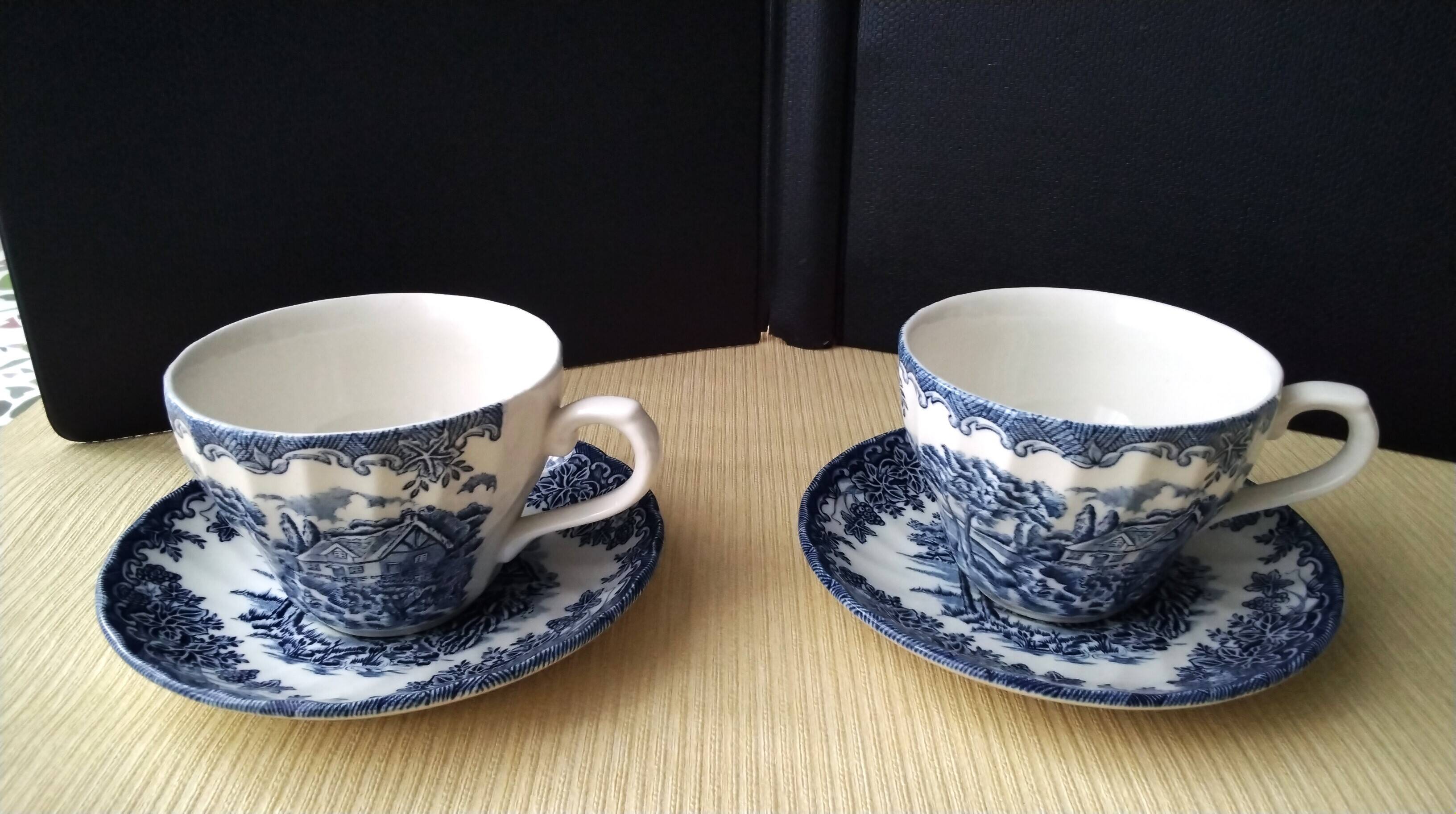 2 Churchill Staffordshire English Bone China Teacups