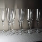 Set of 8 French champagne flutes 16.5cl - Cristal d'Arques model "Verneuil"