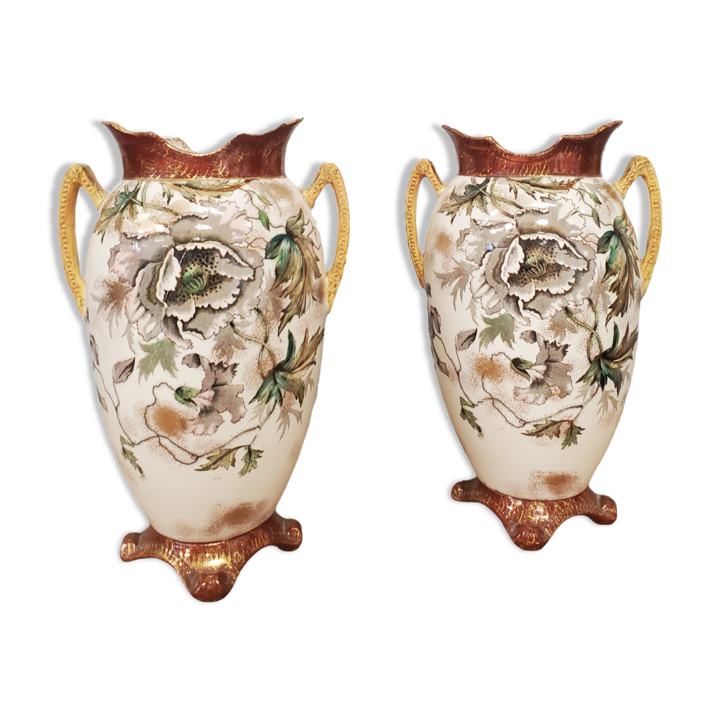 Pair of Satsuma ceramic vases