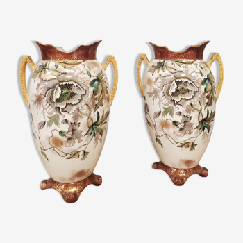 Pair of Satsuma ceramic vases