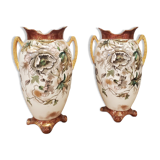 Pair of Satsuma ceramic vases
