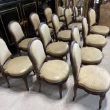 Suite of 12 Louis XVI style chairs model of Georges Jacob with Console Late nineteenth