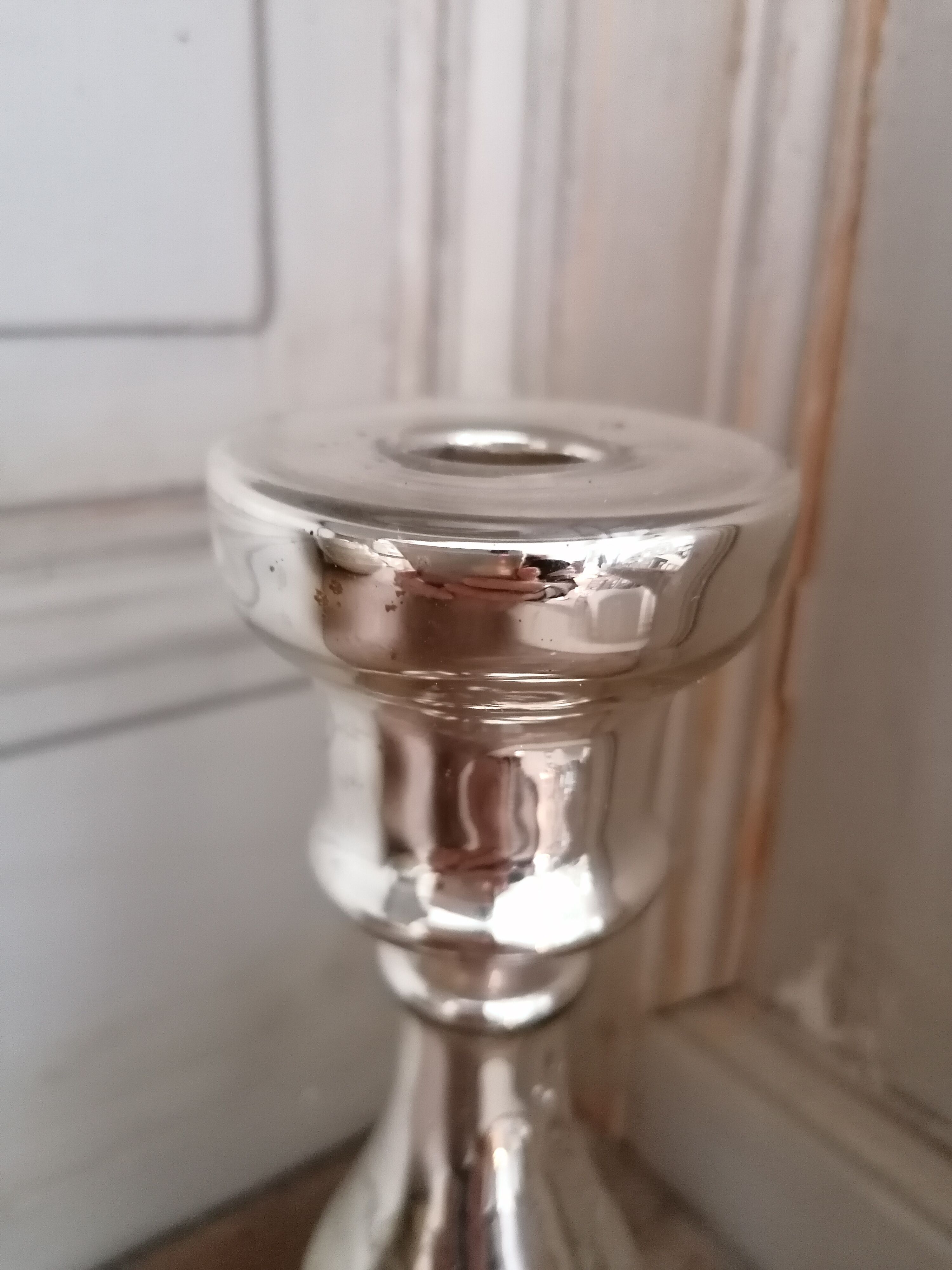 Mercurized glass candle holder