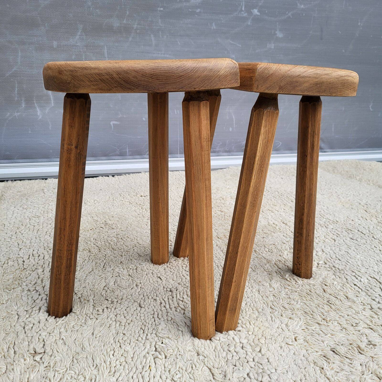 Pair of raw wood milking stools • Brutalist spirit & nature