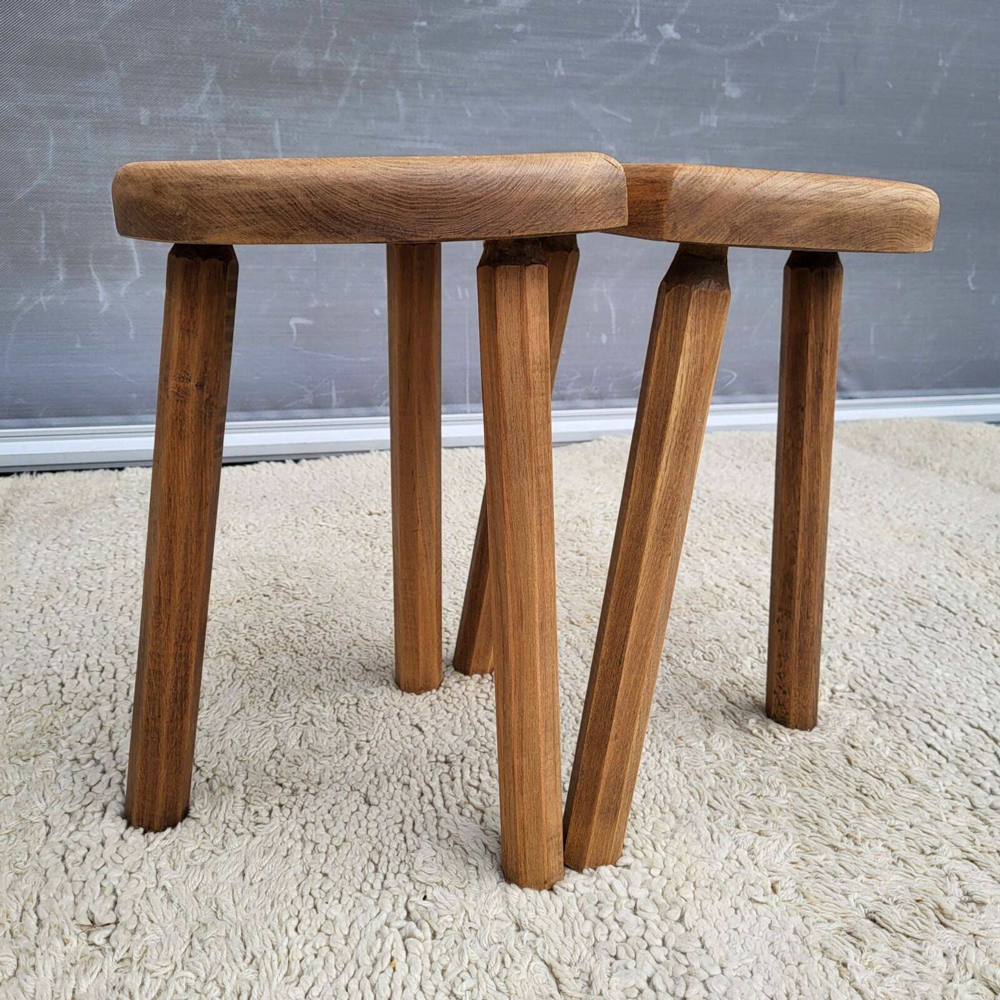 Pair of raw wood milking stools • Brutalist spirit & nature
