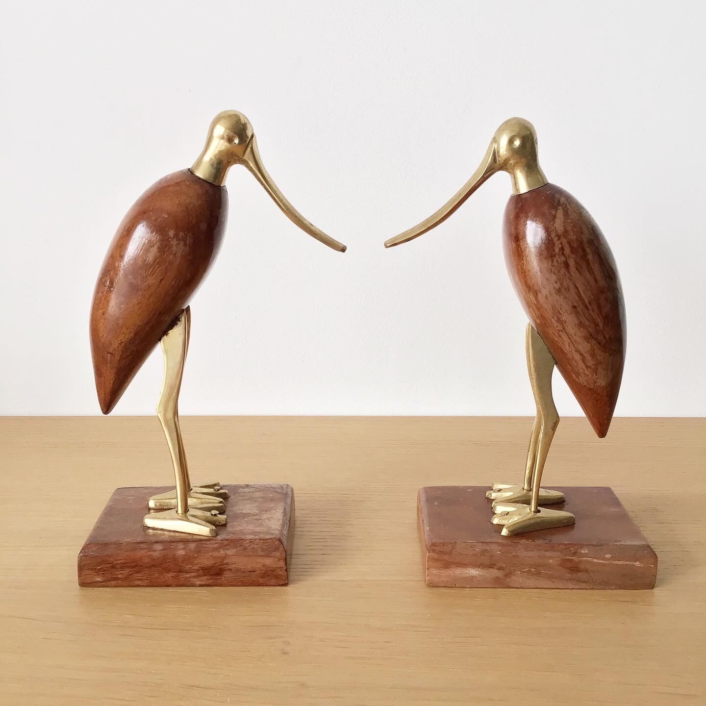 Vintage brass and rosewood birds