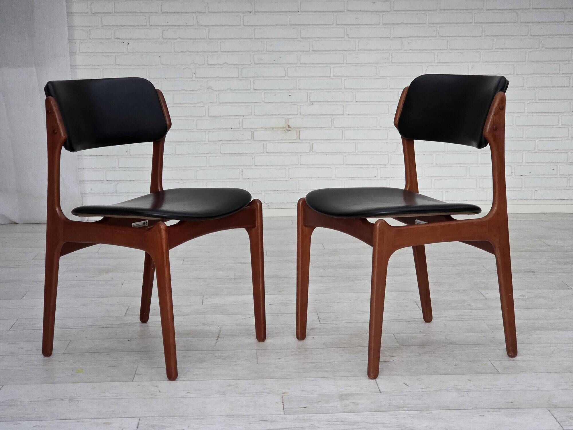 1960s, Danish design by Erik Buch, model 49, pair of chairs, teak wood.