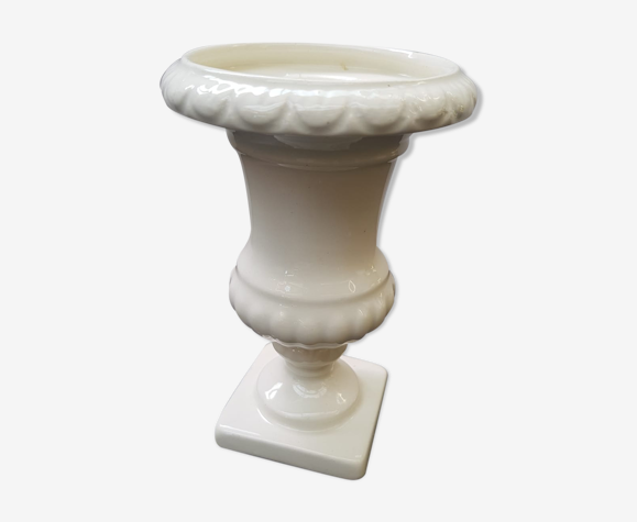Vase Gien forme médicis céramique blanche vintage