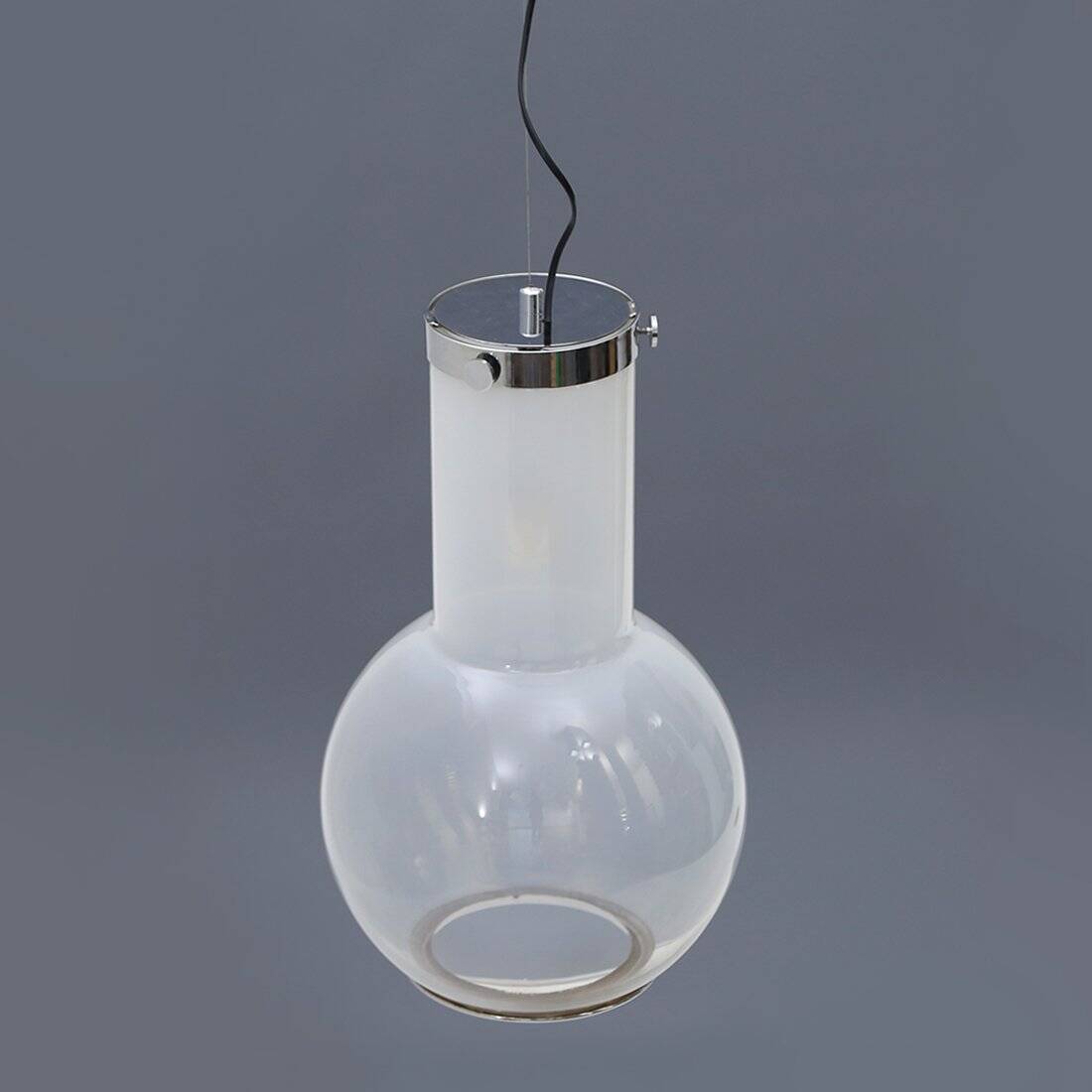 Glass and chrome metal ceiling light, 1970s