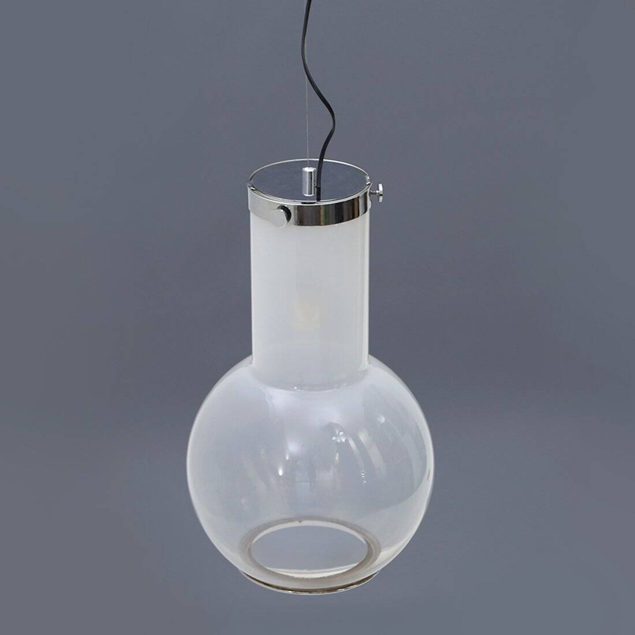 Glass and chrome metal ceiling light, 1970s