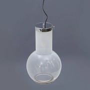 Glass and chrome metal ceiling light, 1970s