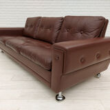 Danish 3-seater sofa, 70s, leather, original good condition