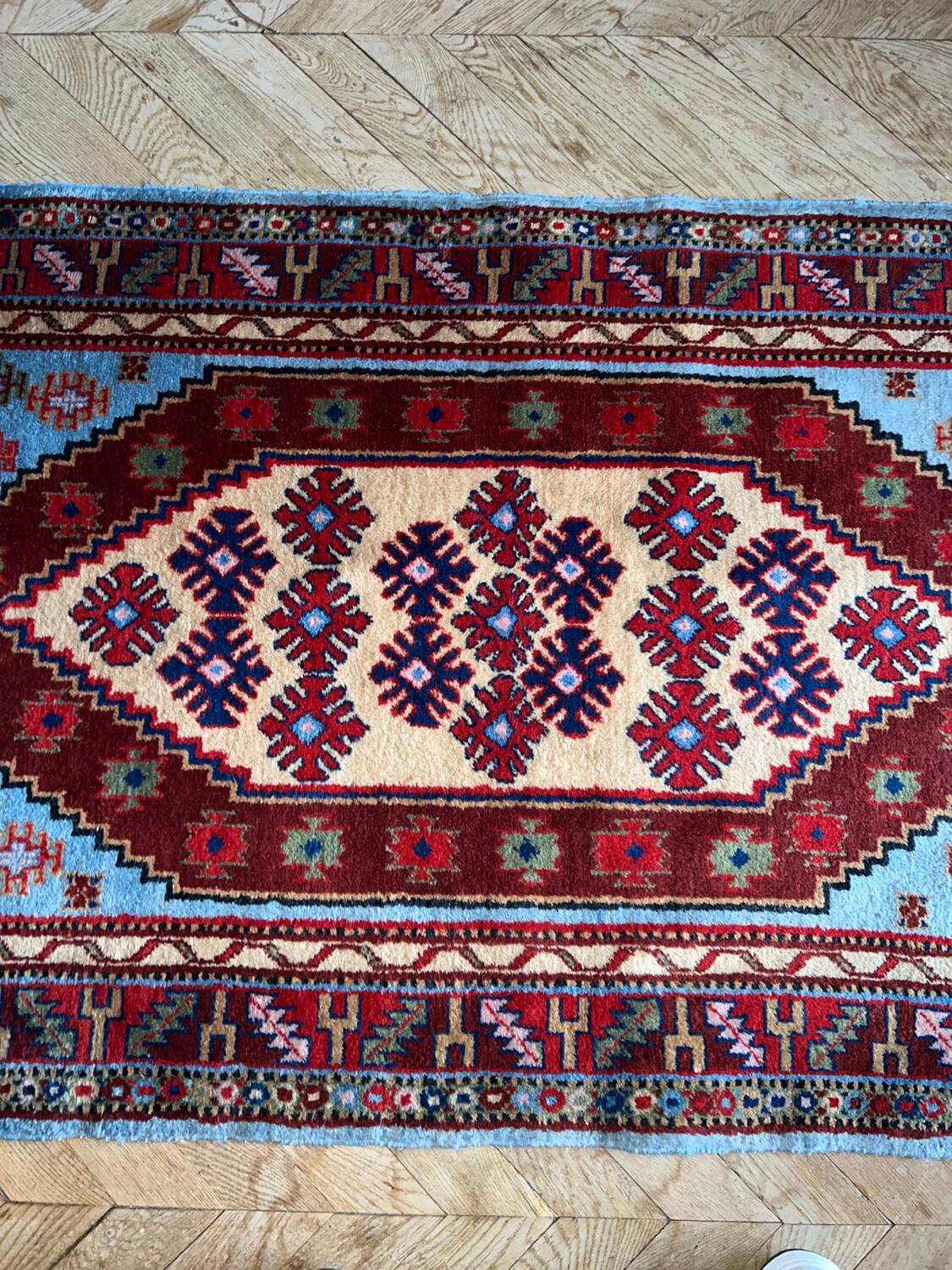 Handmade Samarkand wool rug, circa 1970 Khotan