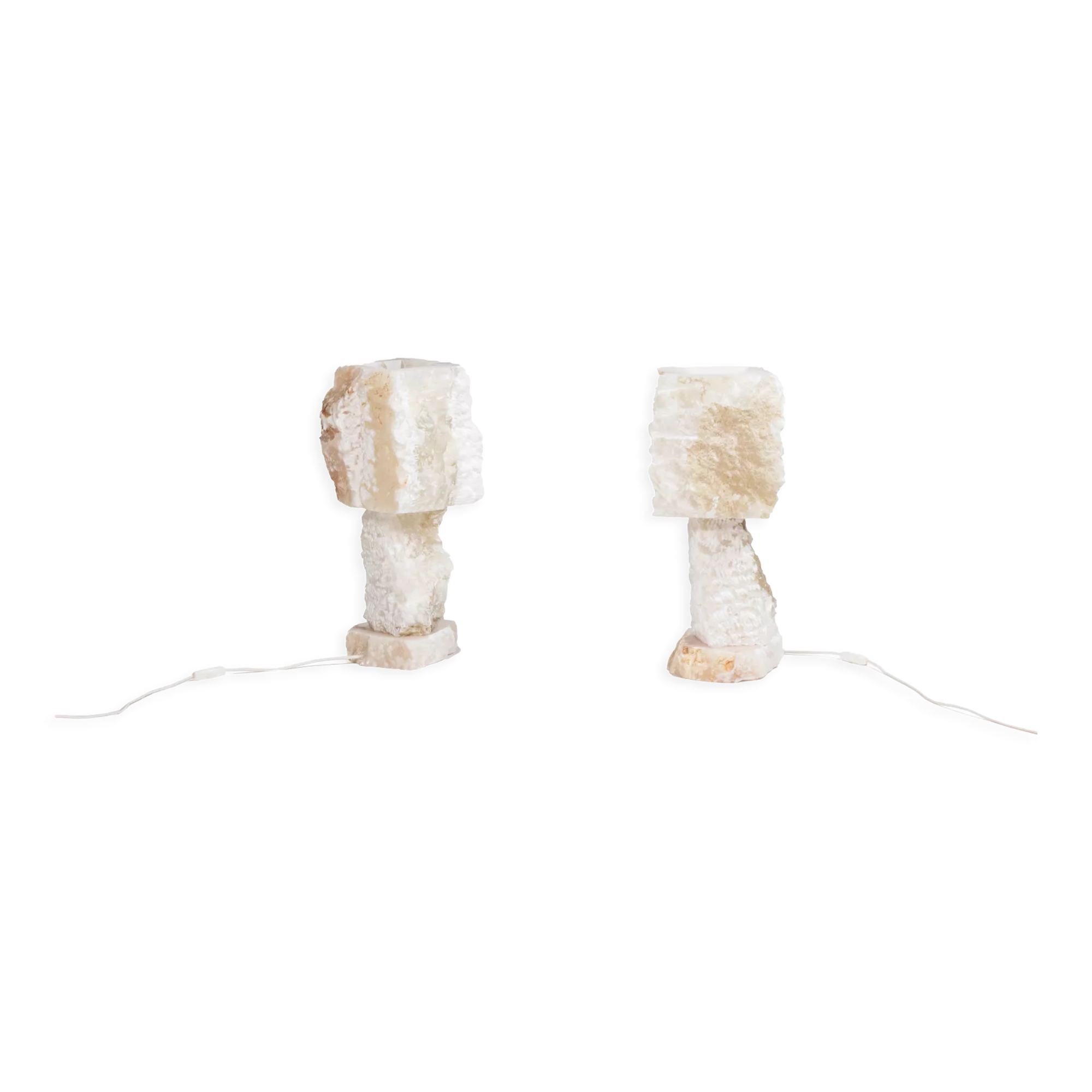 Pair of alabaster lamps, contemporary work