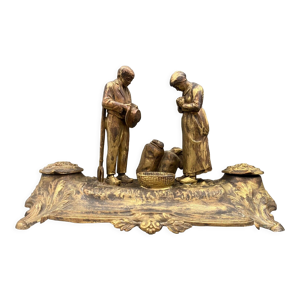 Encrier en bronze xixe décor de