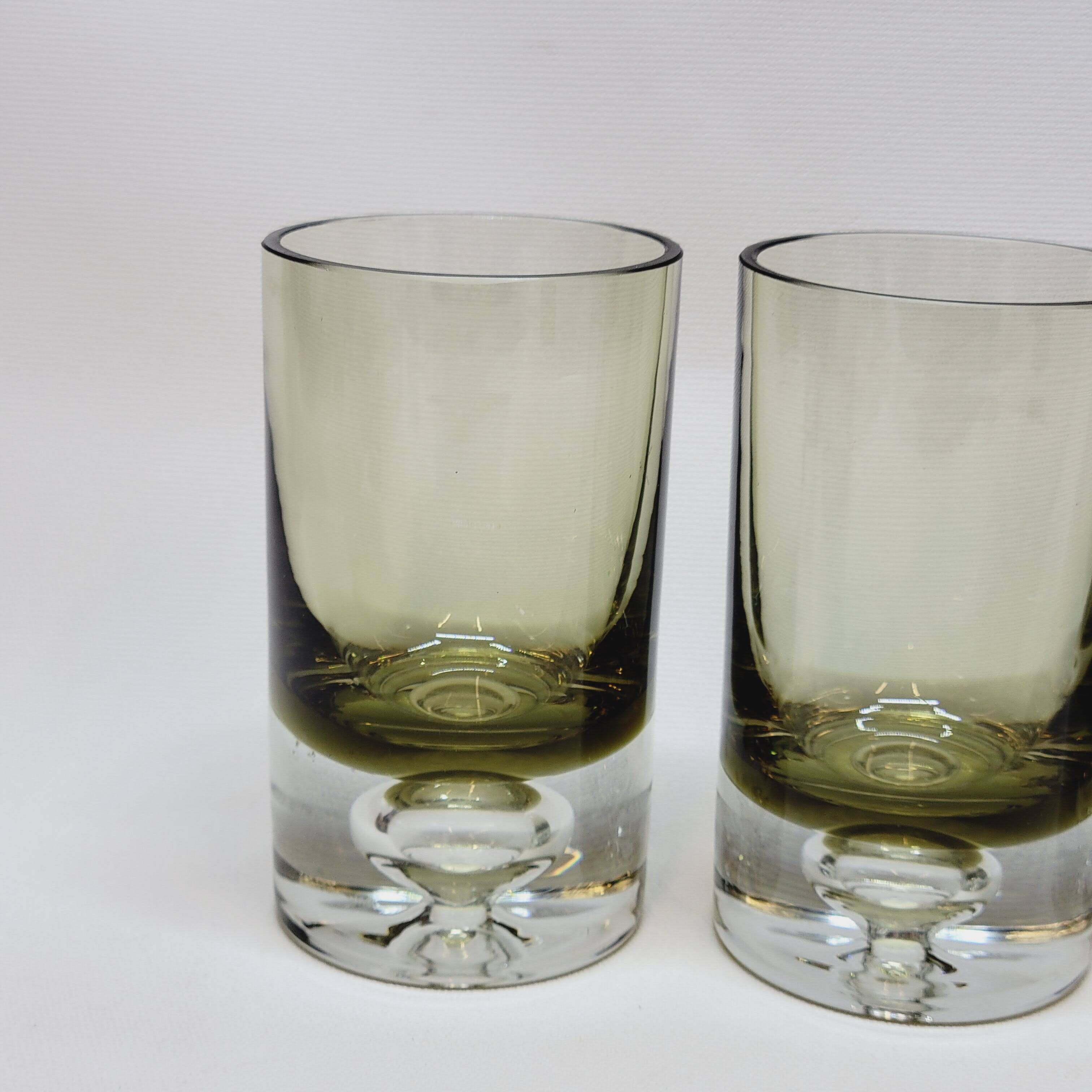 4 vintage whiskey glasses in smoked glass bubble design tapio wirkkala?
