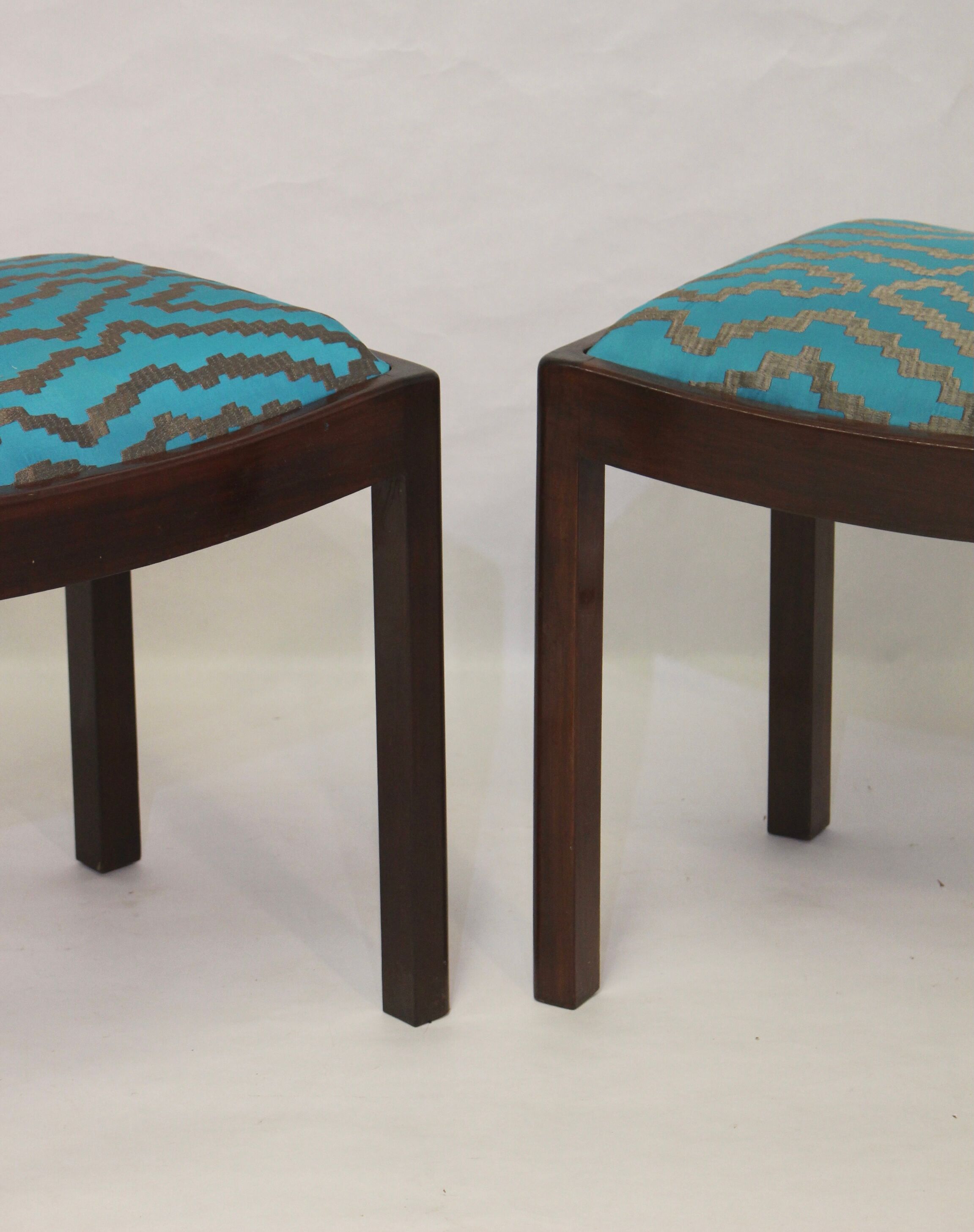 Pair of 50s/60s designer stools in jacquard fabric.