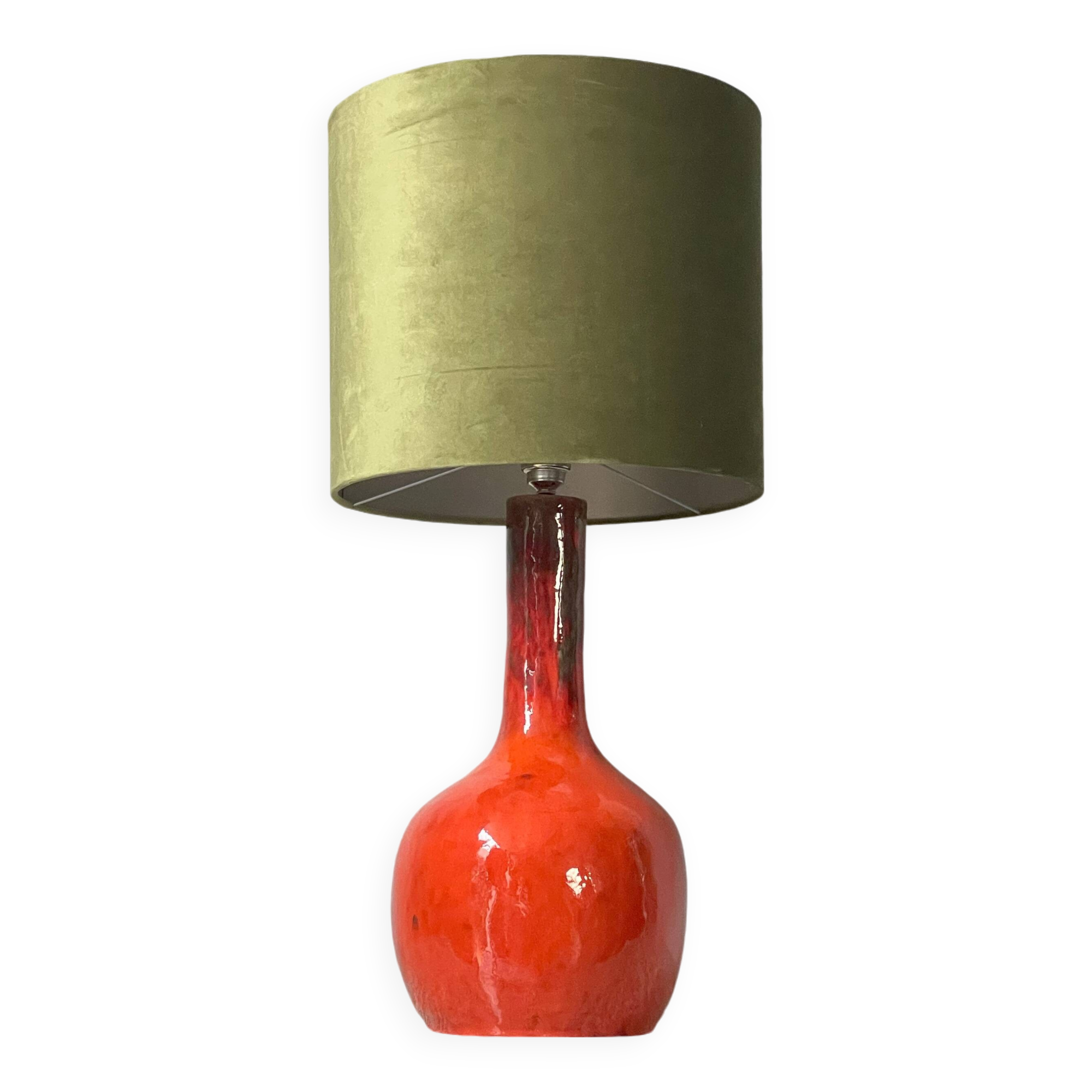 Orange Ceramic Table Lamp, 1970s