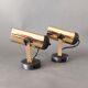 Pair of adjustable spotlight Maureva in gilded brass, Italian design 1980.