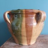 Provençal flower pot planter cache pot in glazed terracotta