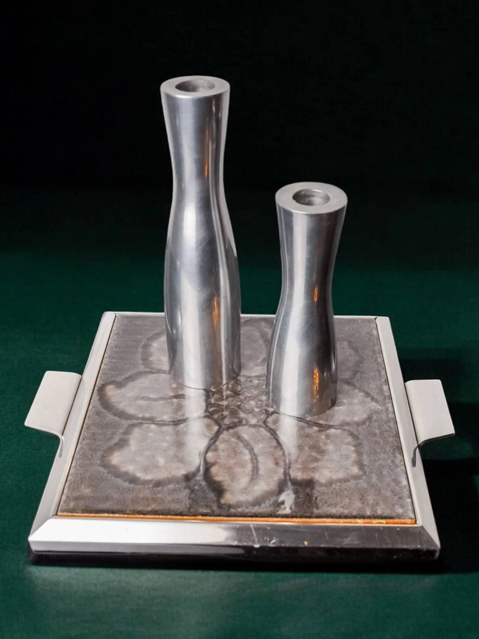 Space age floral grey ceramic trivet, Spain, 1970s