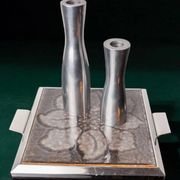 Space age floral grey ceramic trivet, Spain, 1970s