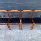 Set of 4 Scandinavian chairs by Johannes Andersen, Vamo Sonderborg, teak and imitation leather, 1960