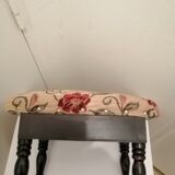 Antique footrest stool in wood and fabric