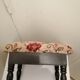 Antique footrest stool in wood and fabric