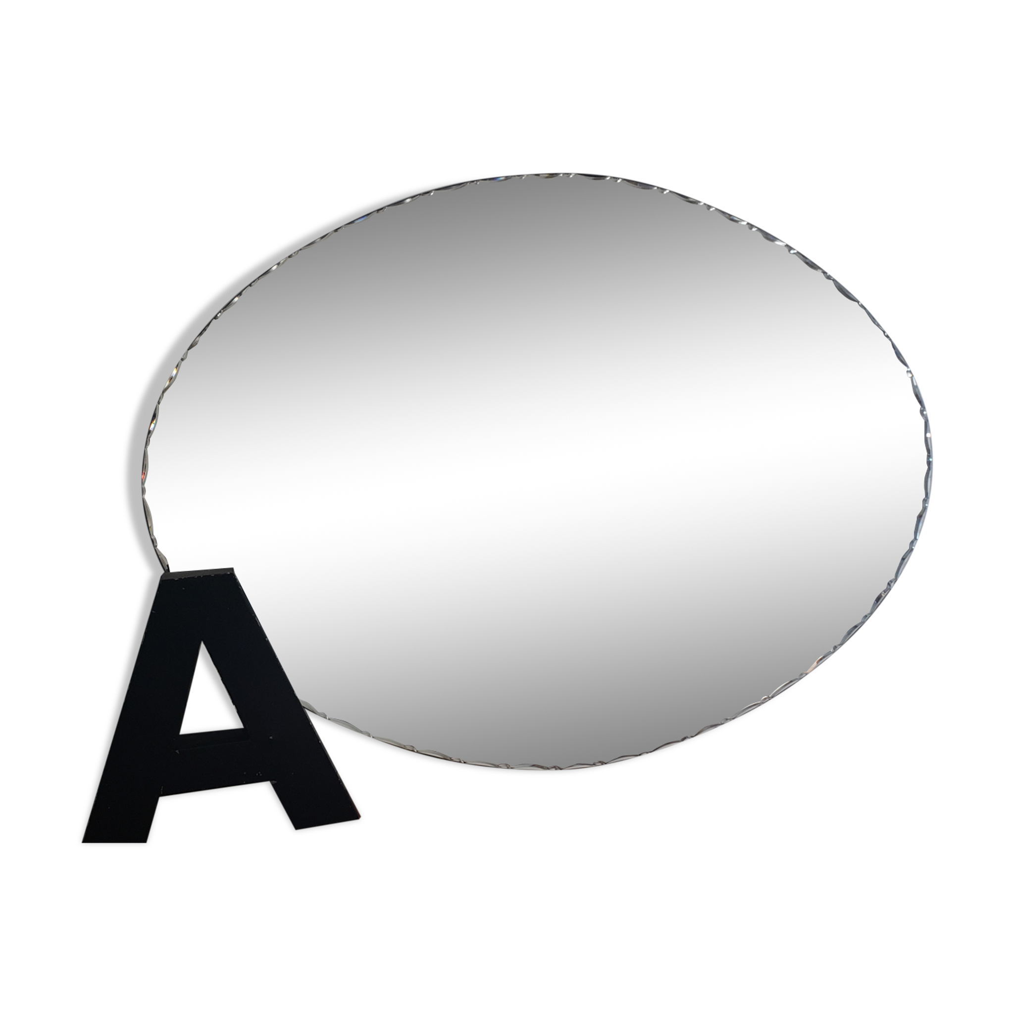 Miroir biseauté ovale grand format 81x60cm