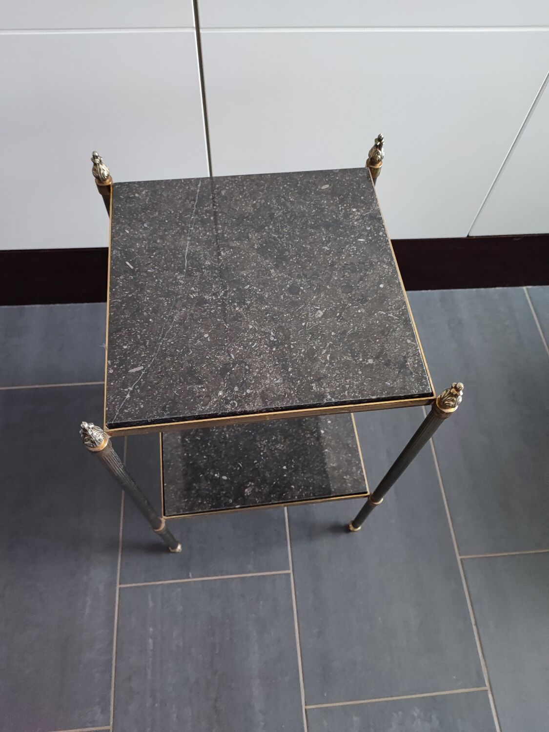 Black marble and brass stool