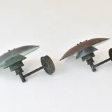 A set of two ph 4.5 copper wall lamps by poul henningsen for louis poulsen, denmark 1980s.
