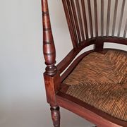 Pair of wicker corner armchairs in mahogany, Jugendstil, 1900.