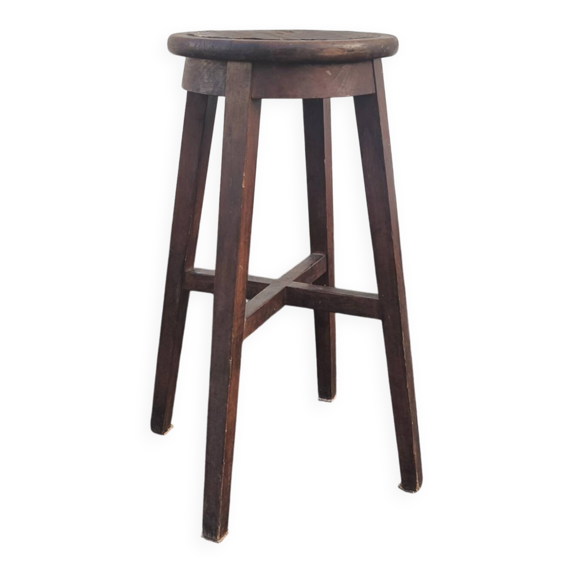 Tabouret haut en chêne massif, 1950